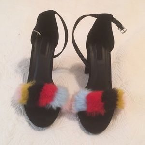Forever 21 heels with fur. Size 7.5. Worn once